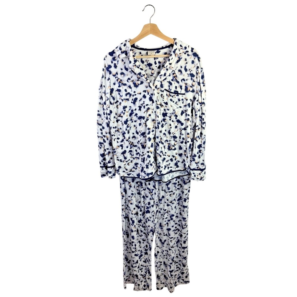 Soma Cool Nights Womens M Two-piece Long Sleeve Pajama Set Leopard Print Lounge